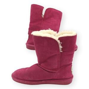 Bearpaw Pink Shearling Leather Winter Boots Womens Size 7